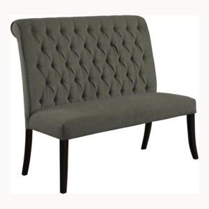 Gracie Transitional Button Tufted Dining Bench in Gray